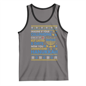 Funny Ugly Hanukkah Tank Top Imagine Your Cellphone Chanukah Jewish TS10 Deep Heather Black Print Your Wear