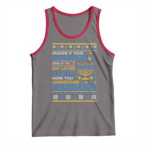 Funny Ugly Hanukkah Tank Top Imagine Your Cellphone Chanukah Jewish TS10 Deep Heather Red Print Your Wear
