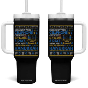 Funny Ugly Hanukkah Tumbler With Handle Imagine Your Cellphone Chanukah Jewish TS10 One Size: 40 oz Black Print Your Wear