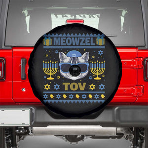Cat Hanukkah Spare Tire Cover Meowzel Tov Jewish Cat Owner Ugly Chanukah TS10 Black Print Your Wear