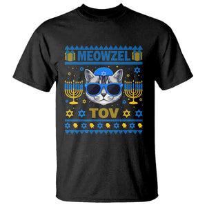 Cat Hanukkah T Shirt Meowzel Tov Jewish Cat Owner Ugly Chanukah TS10 Black Print Your Wear