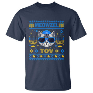 Cat Hanukkah T Shirt Meowzel Tov Jewish Cat Owner Ugly Chanukah TS10 Navy Print Your Wear