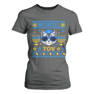 Cat Hanukkah T Shirt For Women Meowzel Tov Jewish Cat Owner Ugly Chanukah TS10 Dark Heather Print Your Wear