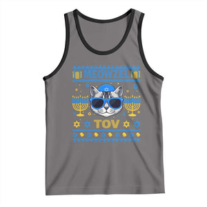 Cat Hanukkah Tank Top Meowzel Tov Jewish Cat Owner Ugly Chanukah TS10 Deep Heather Black Print Your Wear