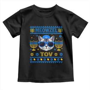 Cat Hanukkah Toddler T Shirt Meowzel Tov Jewish Cat Owner Ugly Chanukah TS10 Black Print Your Wear