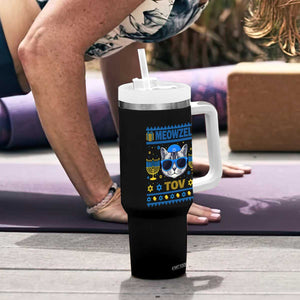 Cat Hanukkah Tumbler With Handle Meowzel Tov Jewish Cat Owner Ugly Chanukah TS10 Print Your Wear