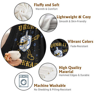 Bruh Hanukkah Throw Blanket Funny Dabbing Dreidel Love Jewish Chanukah Jew Gift TS10 Print Your Wear