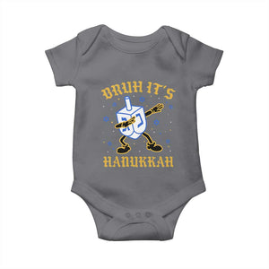 Bruh Hanukkah Baby Onesie Funny Dabbing Dreidel Love Jewish Chanukah Jew Gift TS10 Charcoal Print Your Wear