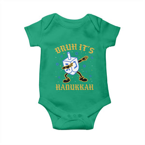Bruh Hanukkah Baby Onesie Funny Dabbing Dreidel Love Jewish Chanukah Jew Gift TS10 Irish Green Print Your Wear
