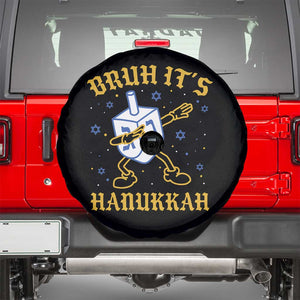 Bruh Hanukkah Spare Tire Cover Funny Dabbing Dreidel Love Jewish Chanukah Jew Gift TS10 Black Print Your Wear