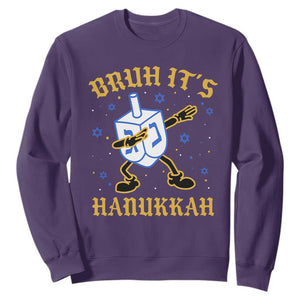 Bruh Hanukkah Sweatshirt Funny Dabbing Dreidel Love Jewish Chanukah Jew Gift TS10 Purple Print Your Wear