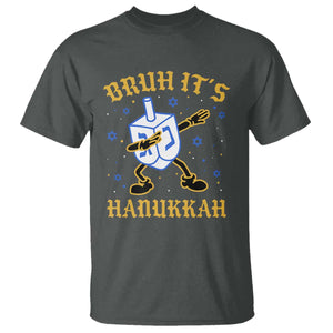 Bruh Hanukkah T Shirt Funny Dabbing Dreidel Love Jewish Chanukah Jew Gift TS10 Dark Heather Print Your Wear