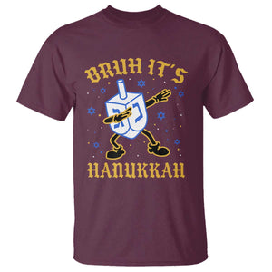 Bruh Hanukkah T Shirt Funny Dabbing Dreidel Love Jewish Chanukah Jew Gift TS10 Maroon Print Your Wear