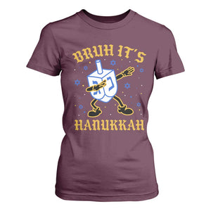Bruh Hanukkah T Shirt For Women Funny Dabbing Dreidel Love Jewish Chanukah Jew Gift TS10 Maroon Print Your Wear