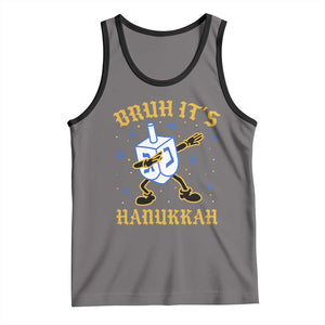 Bruh Hanukkah Tank Top Funny Dabbing Dreidel Love Jewish Chanukah Jew Gift TS10 Deep Heather Black Print Your Wear