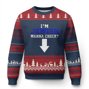 Funny Jewish Ugly Christmas Sweater Im Jewish Wanna Check TS10 Navy Red Print Your Wear