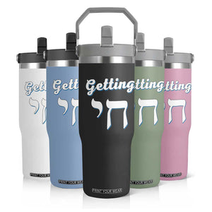 Funny Jewish Flip Straw Tumbler Getting Chai High Hanukkah Humor TS10 Print Your Wear