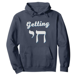 Funny Jewish Hoodie Getting Chai High Hanukkah Humor TS10 Navy Print Your Wear
