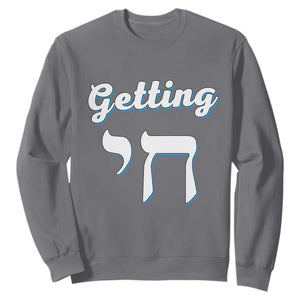 Funny Jewish Sweatshirt Getting Chai High Hanukkah Humor TS10 Charcoal Print Your Wear