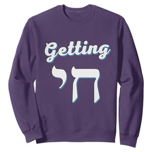 Funny Jewish Sweatshirt Getting Chai High Hanukkah Humor TS10 Purple Print Your Wear