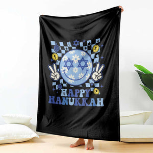 Happy Hanukkah Throw Blanket Groovy Star Of David Smile Face Chanukah Pajama TS10 Print Your Wear