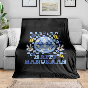 Happy Hanukkah Throw Blanket Groovy Star Of David Smile Face Chanukah Pajama TS10 Print Your Wear