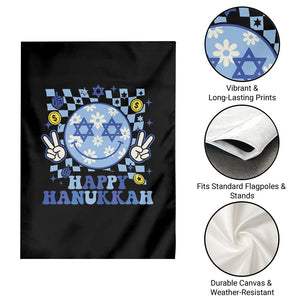 Happy Hanukkah Garden Flag Groovy Star Of David Smile Face Chanukah Pajama TS10 Print Your Wear
