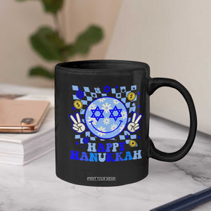 Happy Hanukkah Coffee Mug Groovy Star Of David Smile Face Chanukah Pajama TS10 Print Your Wear
