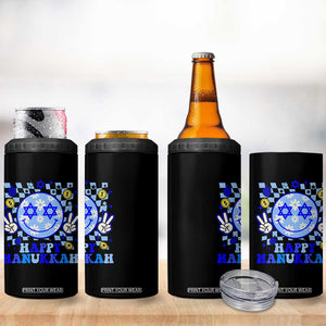Happy Hanukkah 4 in 1 Can Cooler Tumbler Groovy Star Of David Smile Face Chanukah Pajama TS10 Print Your Wear