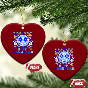 Happy Hanukkah Ceramic Ornament Groovy Star Of David Smile Face Chanukah Pajama TS10 Print Your Wear