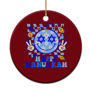 Happy Hanukkah Ceramic Ornament Groovy Star Of David Smile Face Chanukah Pajama TS10 1pc Red Print Your Wear