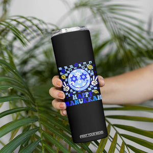 Happy Hanukkah Skinny Tumbler Groovy Star Of David Smile Face Chanukah Pajama TS10 Print Your Wear