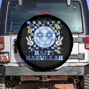 Happy Hanukkah Spare Tire Cover Groovy Star Of David Smile Face Chanukah Pajama TS10 No hole Black Print Your Wear