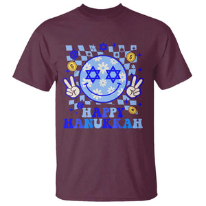 Happy Hanukkah T Shirt Groovy Star Of David Smile Face Chanukah Pajama TS10 Maroon Print Your Wear