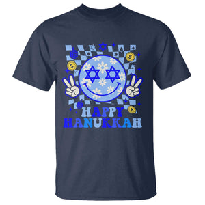 Happy Hanukkah T Shirt Groovy Star Of David Smile Face Chanukah Pajama TS10 Navy Print Your Wear