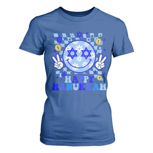 Happy Hanukkah T Shirt For Women Groovy Star Of David Smile Face Chanukah Pajama TS10 Royal Blue Print Your Wear