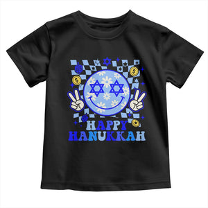 Happy Hanukkah Toddler T Shirt Groovy Star Of David Smile Face Chanukah Pajama TS10 Black Print Your Wear