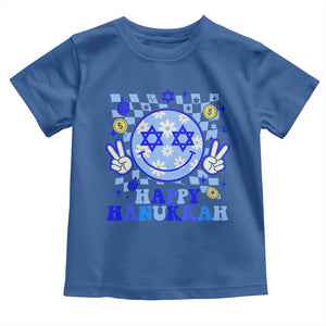 Happy Hanukkah Toddler T Shirt Groovy Star Of David Smile Face Chanukah Pajama TS10 Royal Blue Print Your Wear