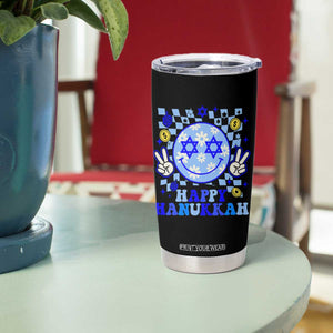 Happy Hanukkah Tumbler Cup Groovy Star Of David Smile Face Chanukah Pajama TS10 Print Your Wear
