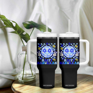 Happy Hanukkah Tumbler With Handle Groovy Star Of David Smile Face Chanukah Pajama TS10 Print Your Wear
