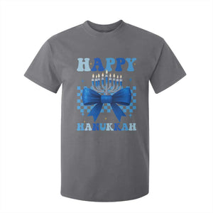 Coquette Hanukkah T Shirt For Kid Jewish Menorah Bow Girls TS10 Charcoal Print Your Wear