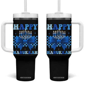 Coquette Hanukkah Tumbler With Handle Jewish Menorah Bow Girls TS10 One Size: 40 oz Black Print Your Wear