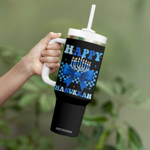 Coquette Hanukkah Tumbler With Handle Jewish Menorah Bow Girls TS10 Print Your Wear