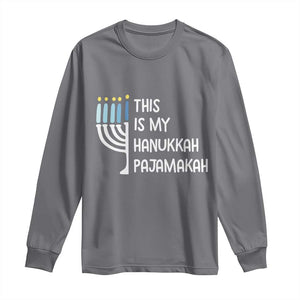 Funny Hanukkah Pajama Long Sleeve Shirt This is My Pajamakah Gift Chanukah TS10 Charcoal Print Your Wear