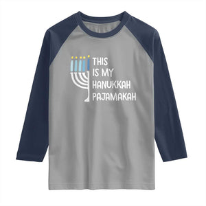 Funny Hanukkah Pajama Raglan Shirt This is My Pajamakah Gift Chanukah TS10 Sport Gray Navy Print Your Wear
