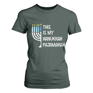 Funny Hanukkah Pajama T Shirt For Women This is My Pajamakah Gift Chanukah TS10 Dark Forest Green Print Your Wear