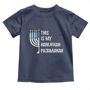 Funny Hanukkah Pajama Toddler T Shirt This is My Pajamakah Gift Chanukah TS10 Navy Print Your Wear