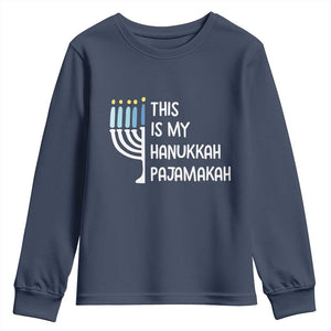 Funny Hanukkah Pajama Youth Sweatshirt This is My Pajamakah Gift Chanukah TS10 Navy Print Your Wear