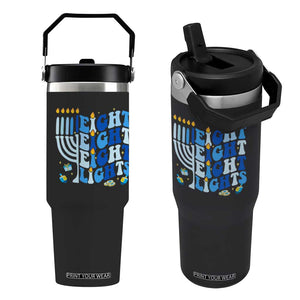 Happy Hanukkah Flip Straw Tumbler Retro Groovy Eight Nights and Eight Lights TS10 One Size: 30 oz Black Print Your Wear