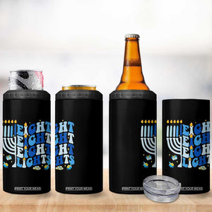 Happy Hanukkah 4 in 1 Can Cooler Tumbler Retro Groovy Eight Nights and Eight Lights TS10 Print Your Wear